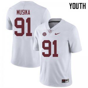 NCAA Youth Alabama Crimson Tide #91 Tevita Musika Stitched College 2018 Nike Authentic White Football Jersey XC17B52JR